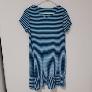 Lands' End Blue Striped Dress